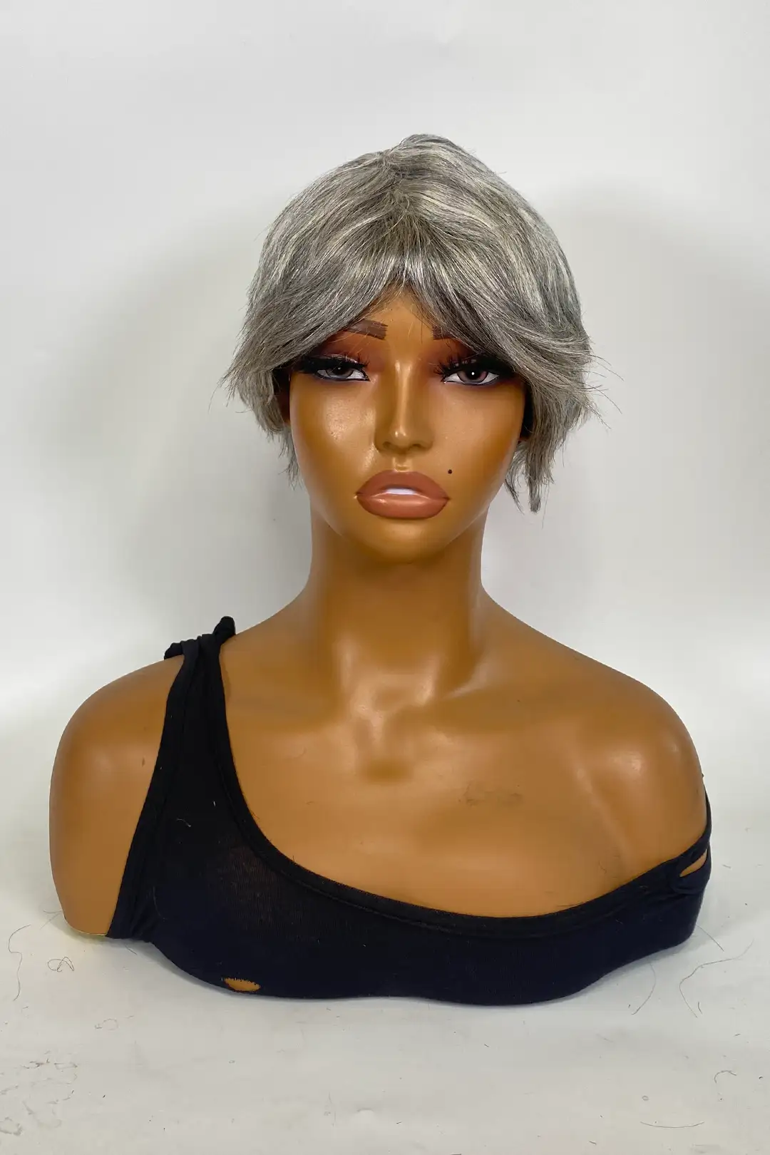 Non-Lace Wig Grey and Silver Straight Bob Human Hair