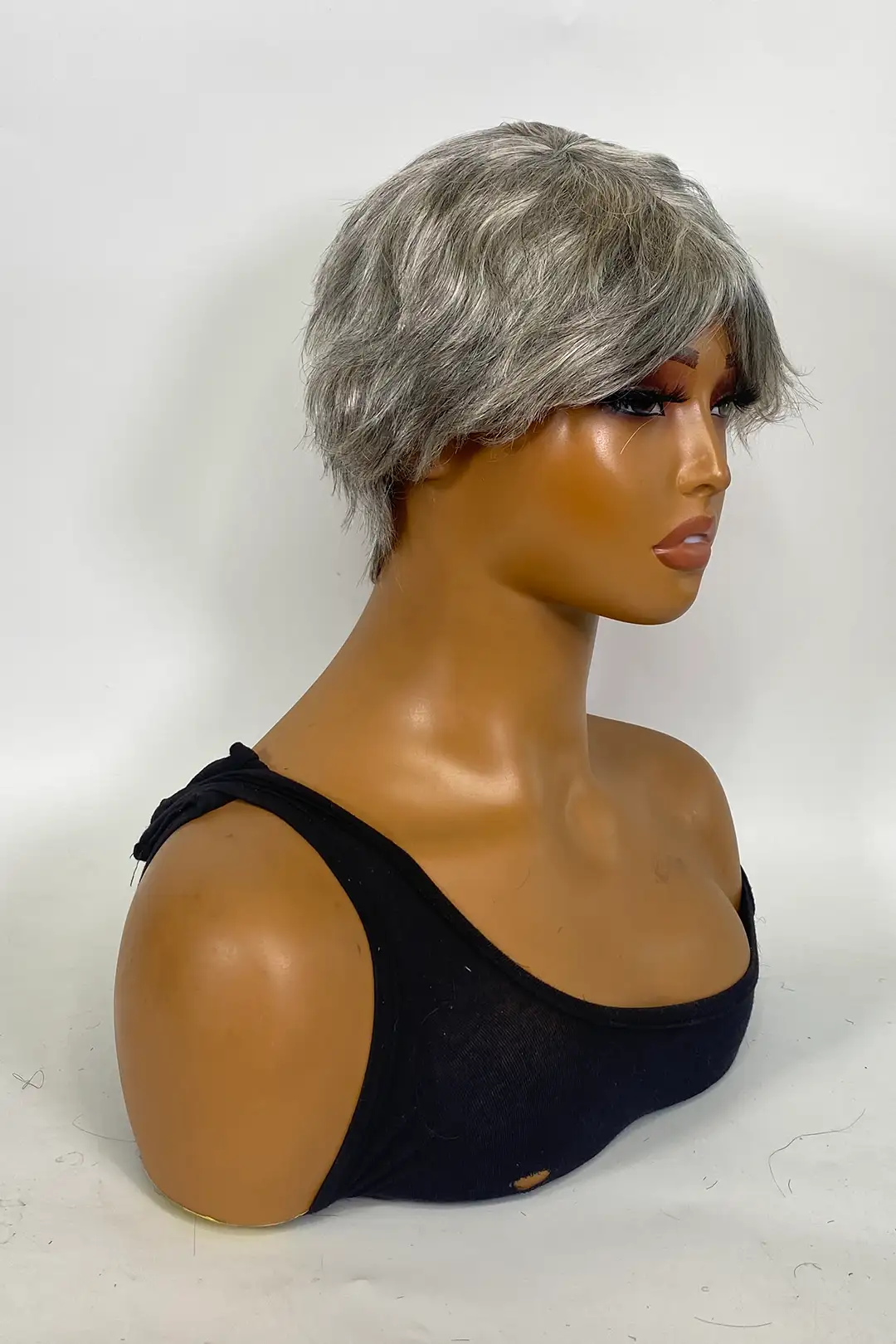 Non-Lace Wig Grey and Silver Straight Bob Human Hair - Image 2