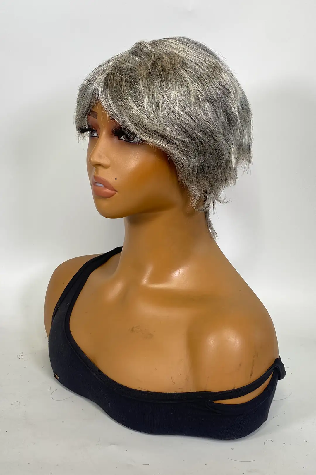 Non-Lace Wig Grey and Silver Straight Bob Human Hair - Image 3