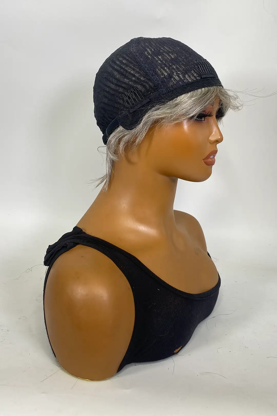 Non-Lace Wig Grey and Silver Straight Bob Human Hair - Image 6