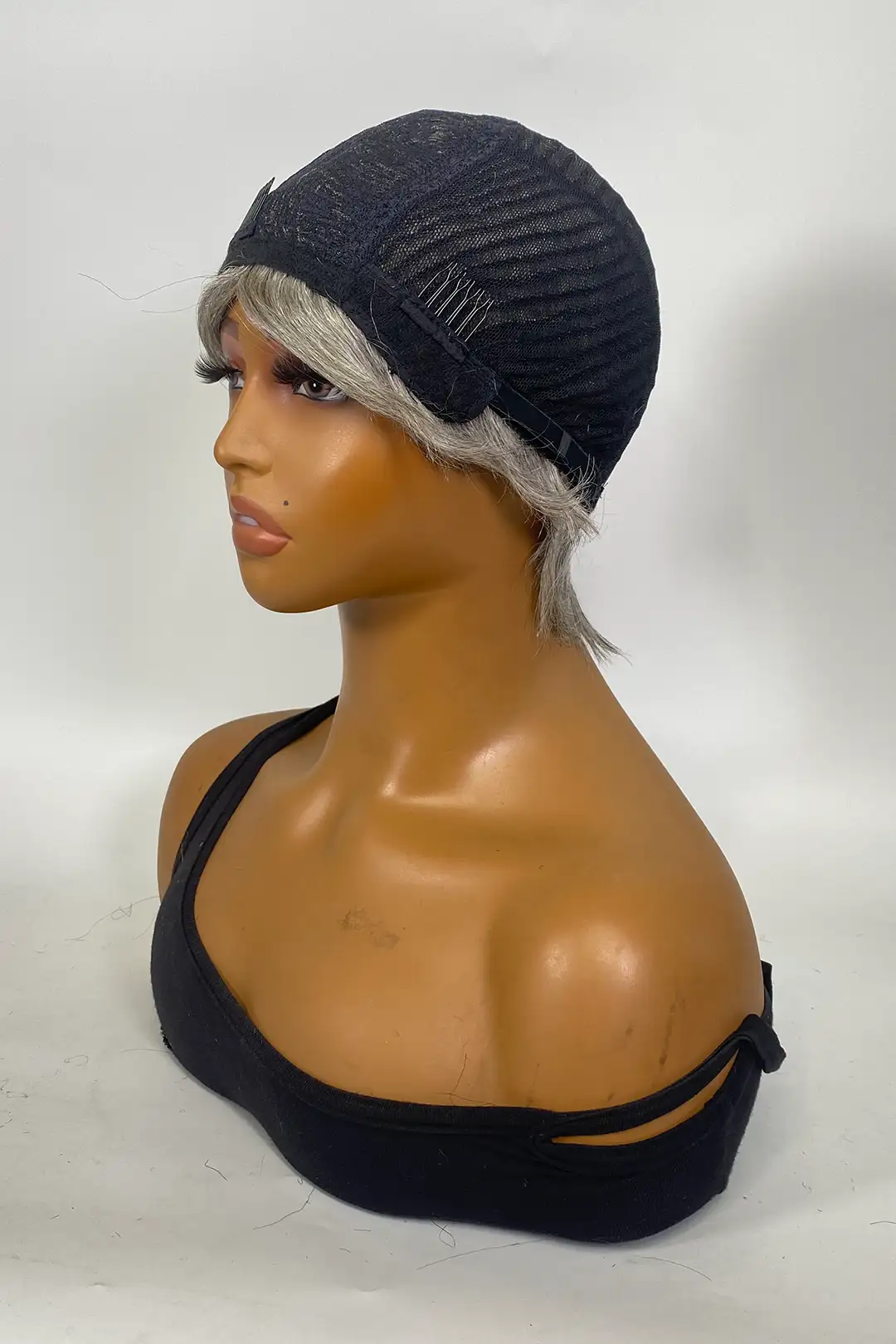 Non-Lace Wig Grey and Silver Straight Bob Human Hair - Image 7