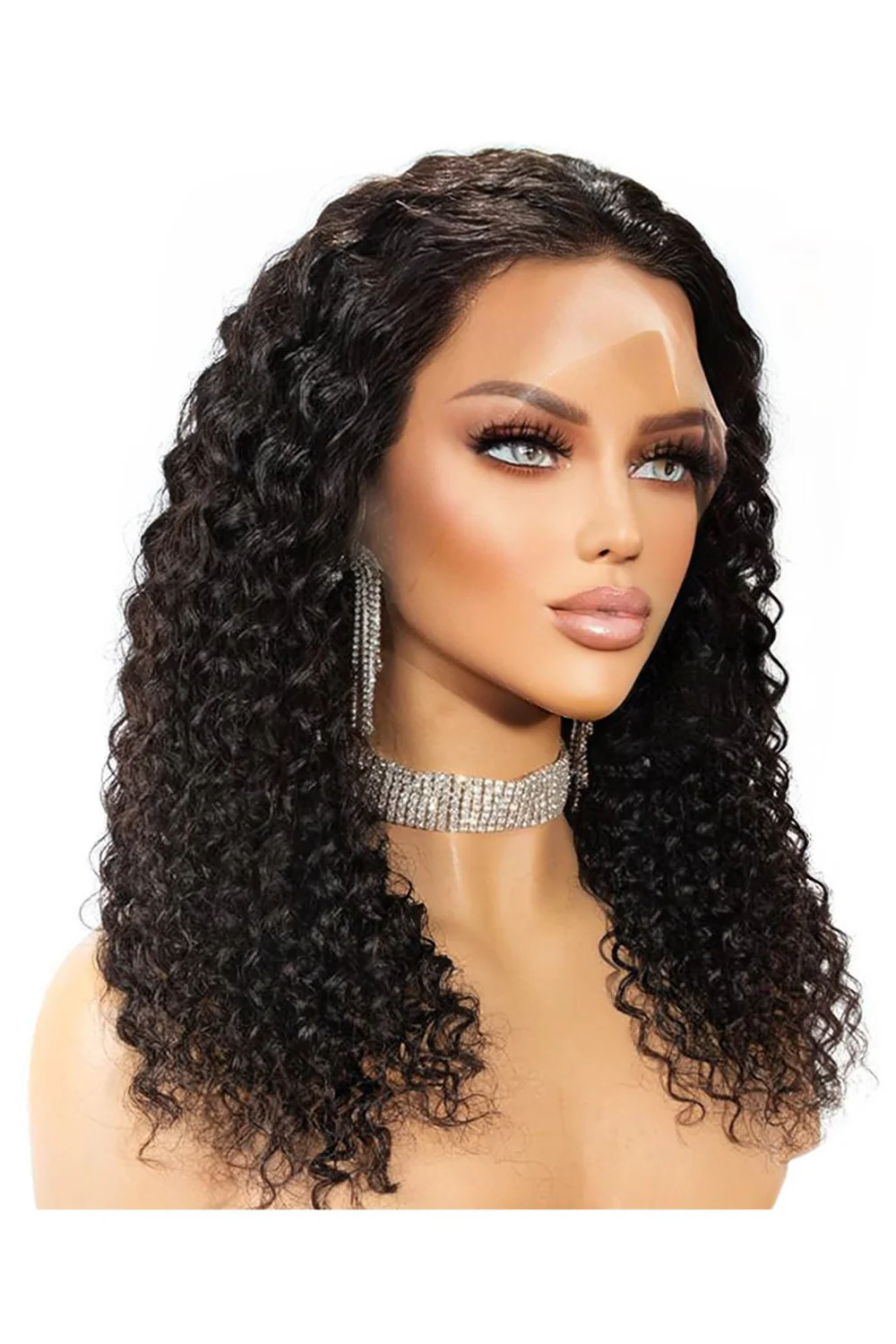 13x4 Full Frontal Lace Wigs Glueless Curly Black Hair Pre-plucked - Image 3