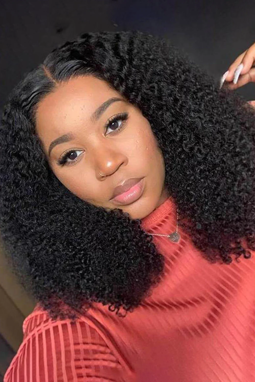 13x4 Full Lace Frontal Kinky Curly Afro Wigs Black Human Hair - Image 4