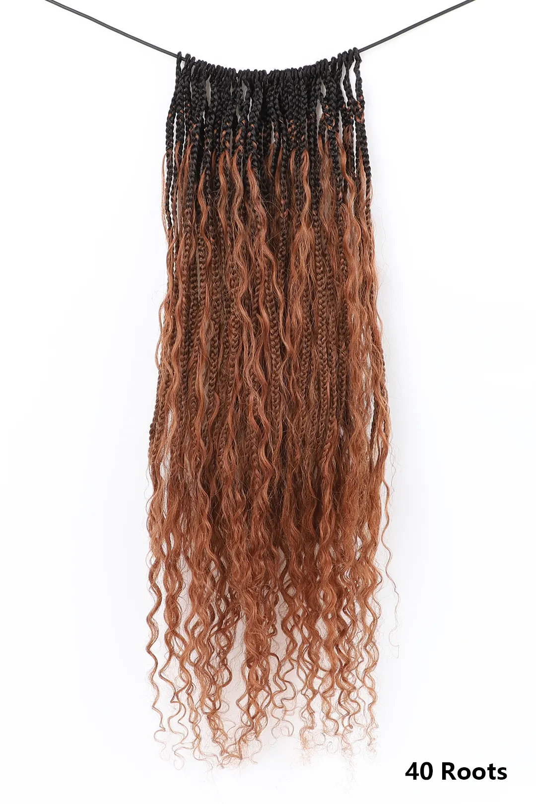 #1B/30 Two-tone Color Boho Crochet Braids with Human Hair Curls BB08 - Image 3
