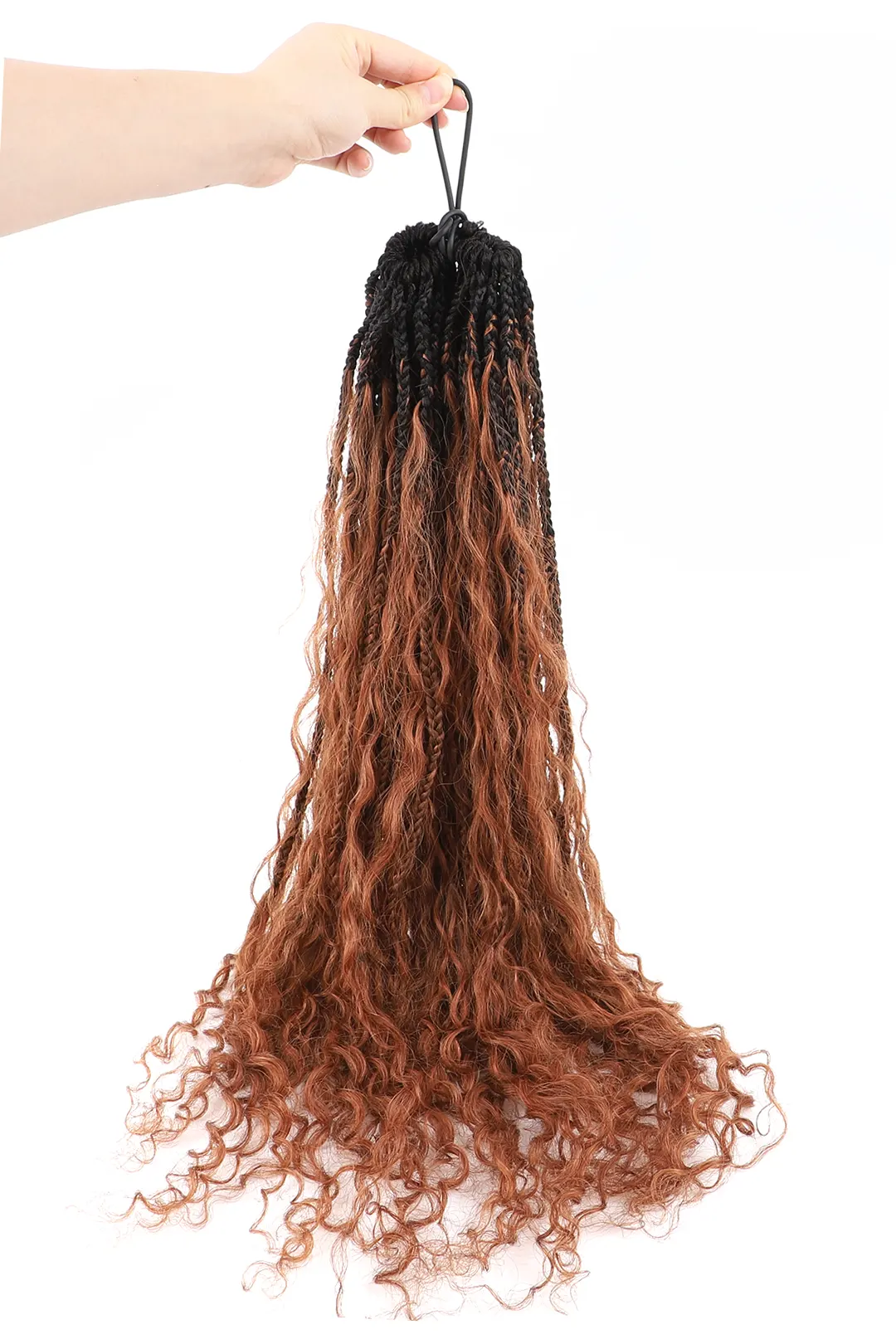 #1B/30 Two-tone Color Boho Crochet Braids with Human Hair Curls BB08 - Image 4