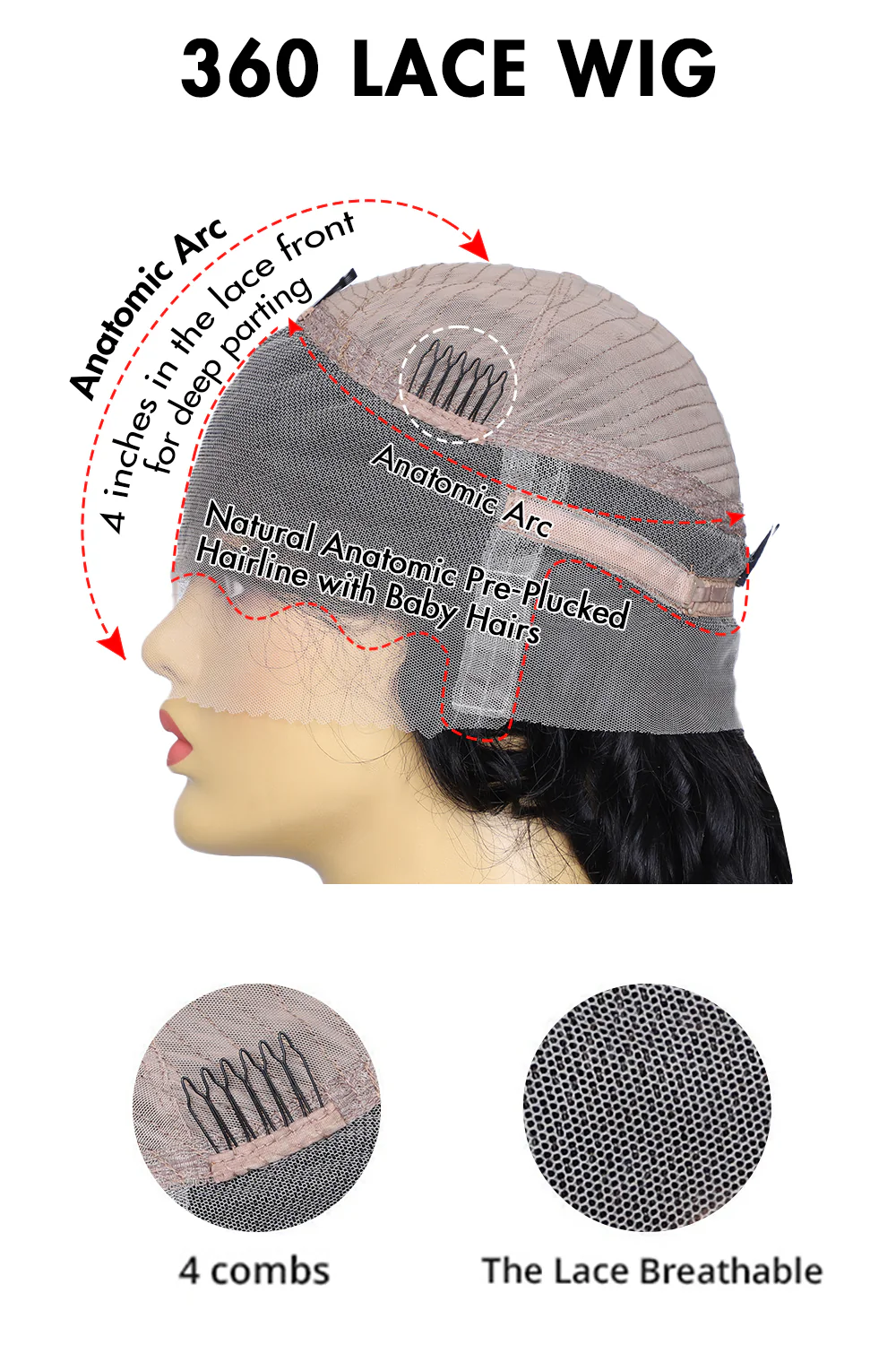 360 Lace Water Wave Human Hair Wigs 3605 - Image 9