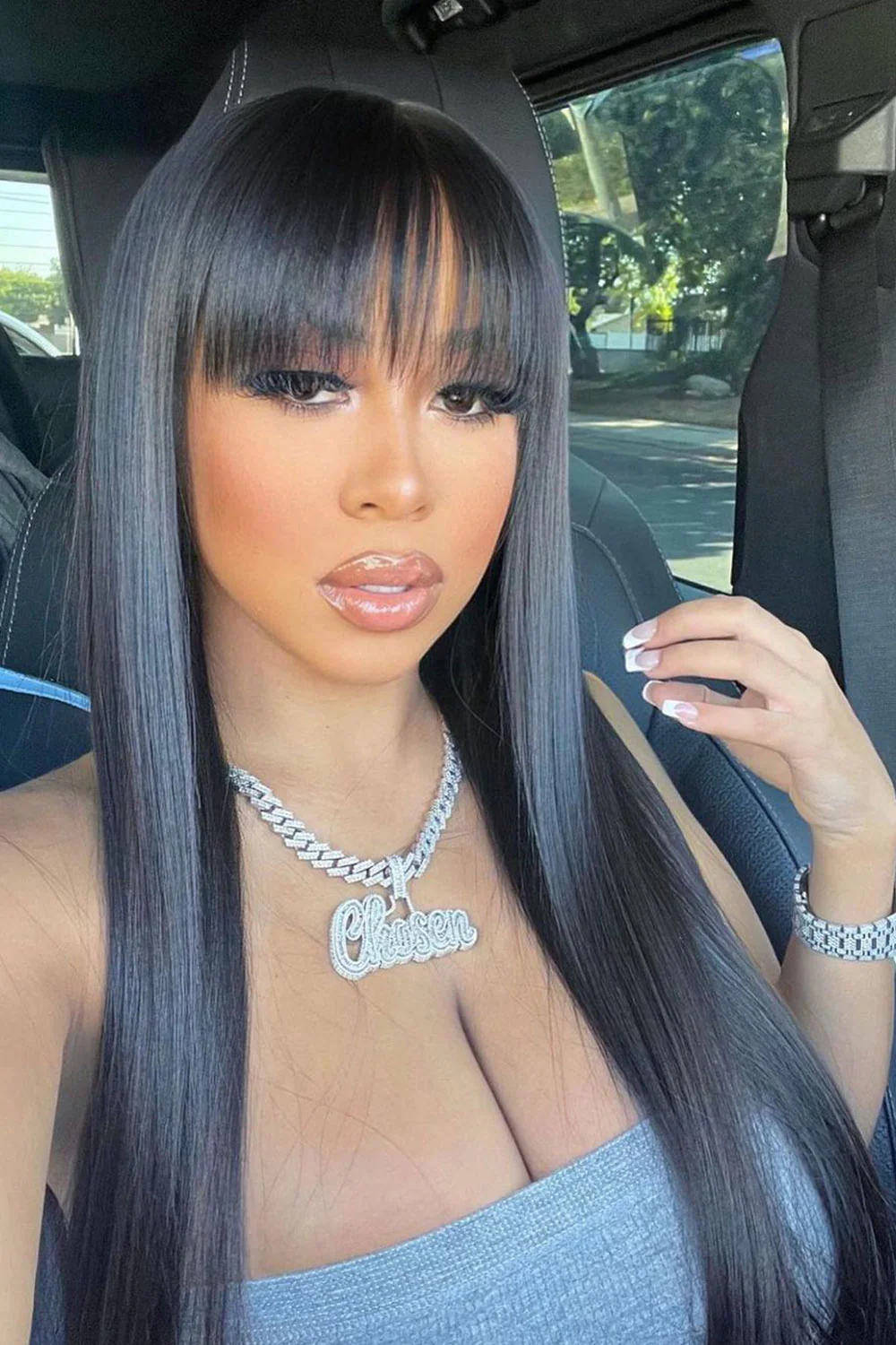 360 Lace Straight Wigs with Bangs 3602 - Image 8