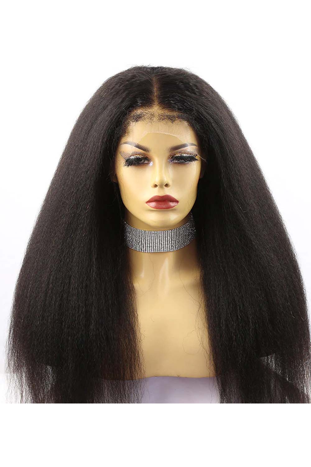 4C Edge Wig Kinky Straight 13x6 HD Lace Frontal Natural Curly Hairline