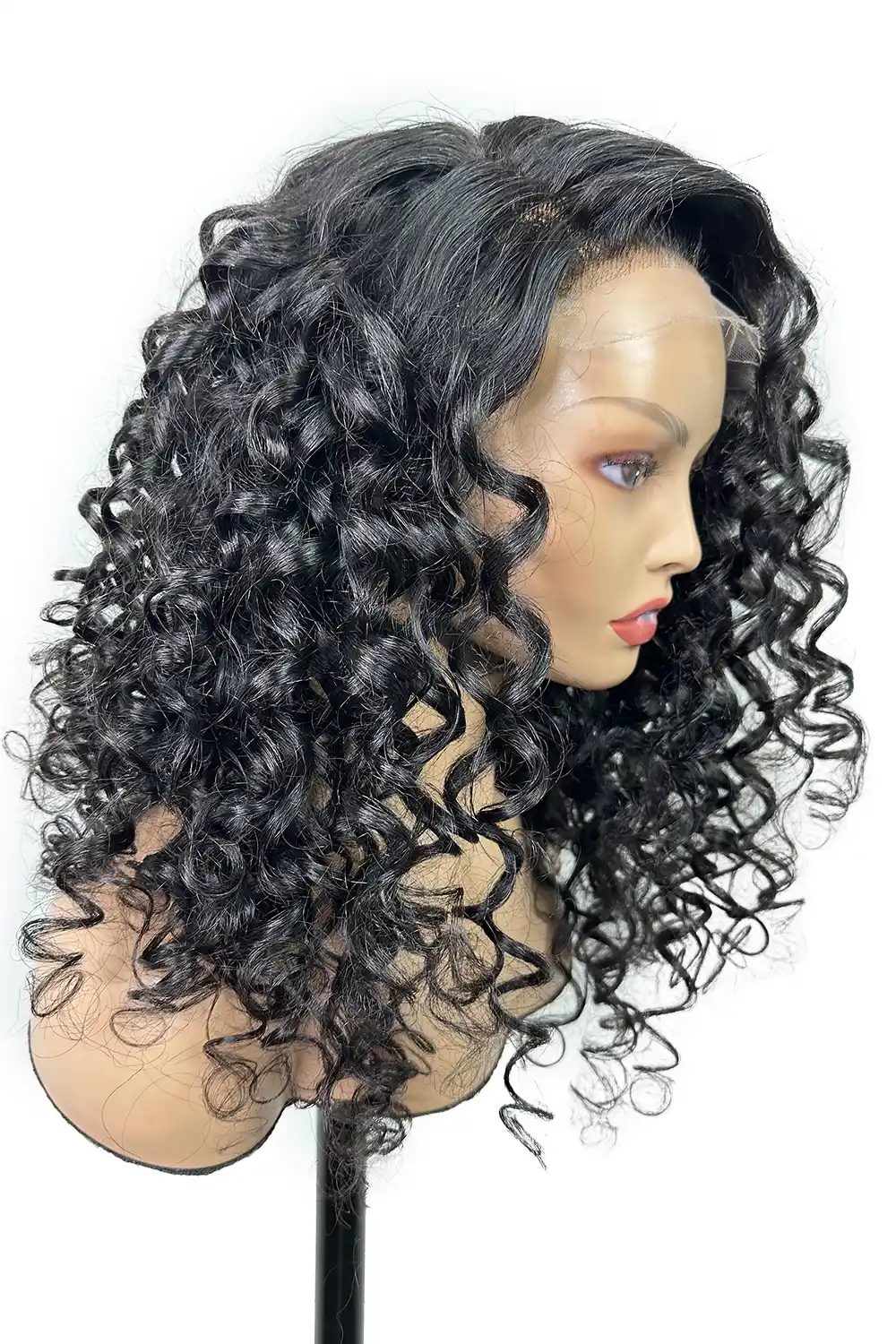 5x5 Guleless HD Lace Closure Wig Side Part Curly Black Hair - Image 3