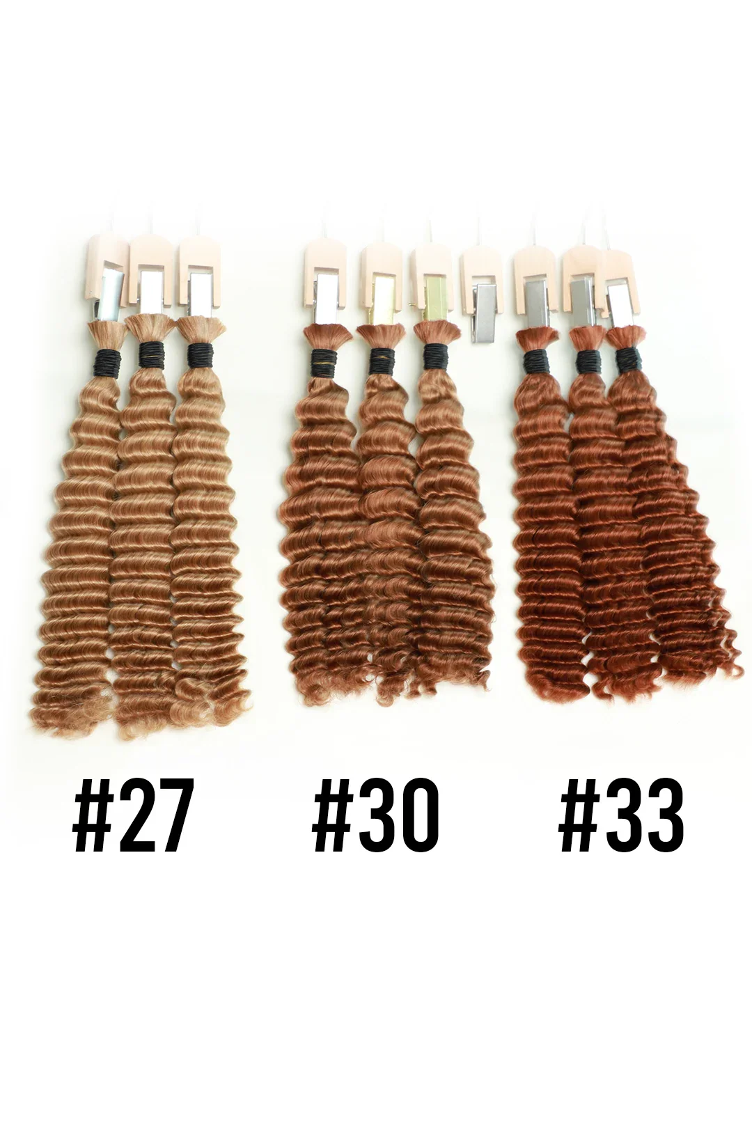 30# Auburn Brown Bulk Hair For Braiding Deep Wave BU07 - Image 6