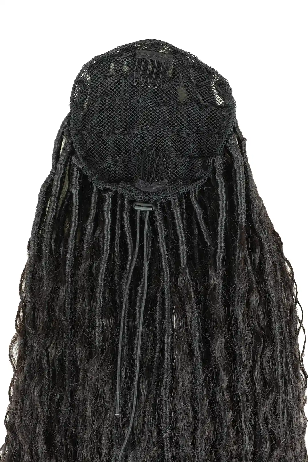 Braid Ponytail Faux Locs Braids with Human Hair Curls Drawstring - Image 3