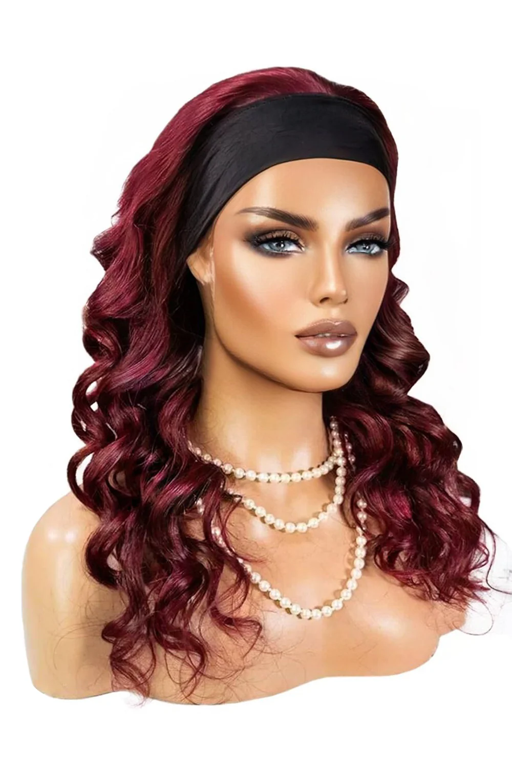 Burgundy 99J Human Hair Headband Wig Styles HBW08 - Image 4