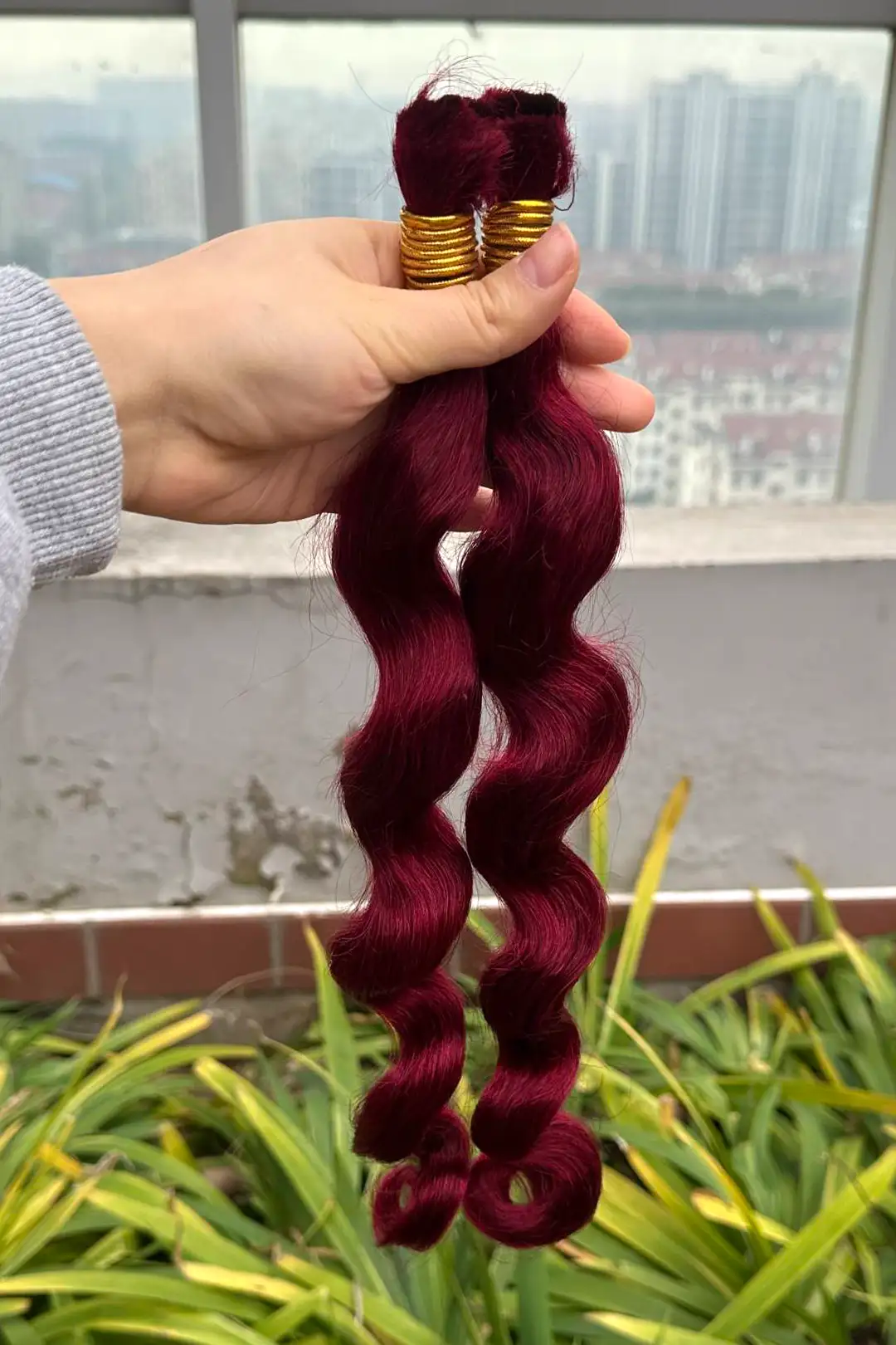 Burgundy 99J Loose Wave Bulk Human Hair For Braiding - Image 3