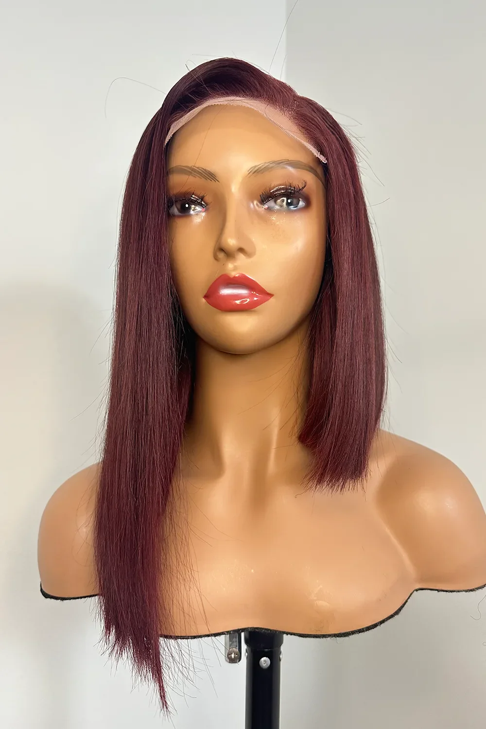 Designer Wigs-Patricia Burgundy Reddish Side Part Minimalist 5x5 Lace Bob Wig - Image 5