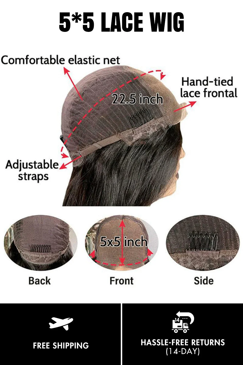Designer Wigs-Patricia Burgundy Reddish Side Part Minimalist 5x5 Lace Bob Wig - Image 6