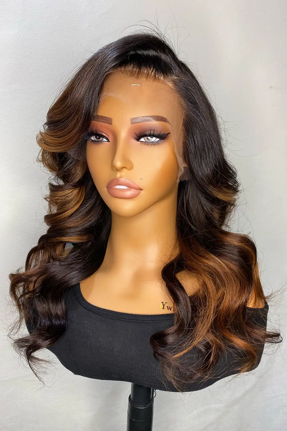 Designer Wigs-13*6 HD Ombre Brown Dark Roots Wave Wig - Image 2