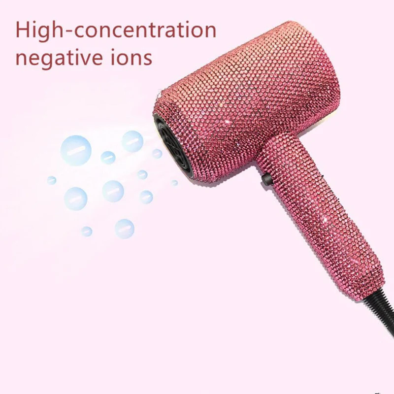 Diamond Hair Dryer Glittering Crystal Blow Dryer Rhinestone Hair Tools - Image 5