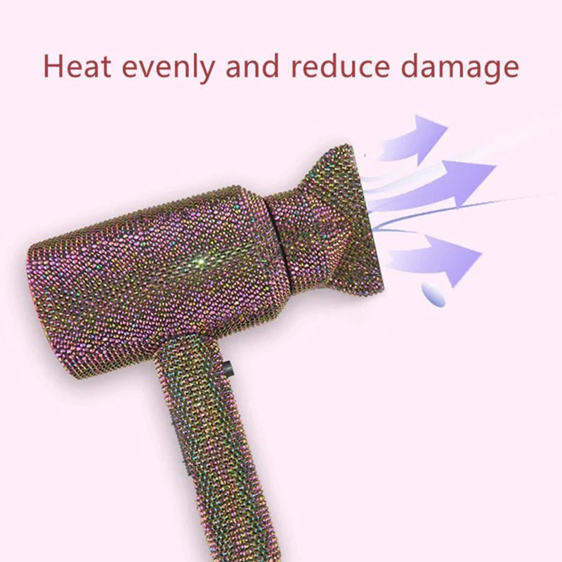 Diamond Hair Dryer Glittering Crystal Blow Dryer Rhinestone Hair Tools - Image 6