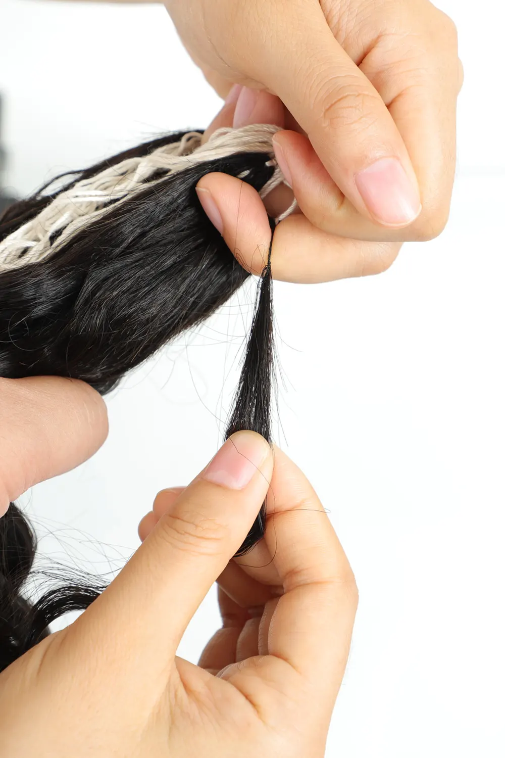 Handmade Deep Curly Feather Line Hair Extensions 100% Black Remy Human Hair - Image 3