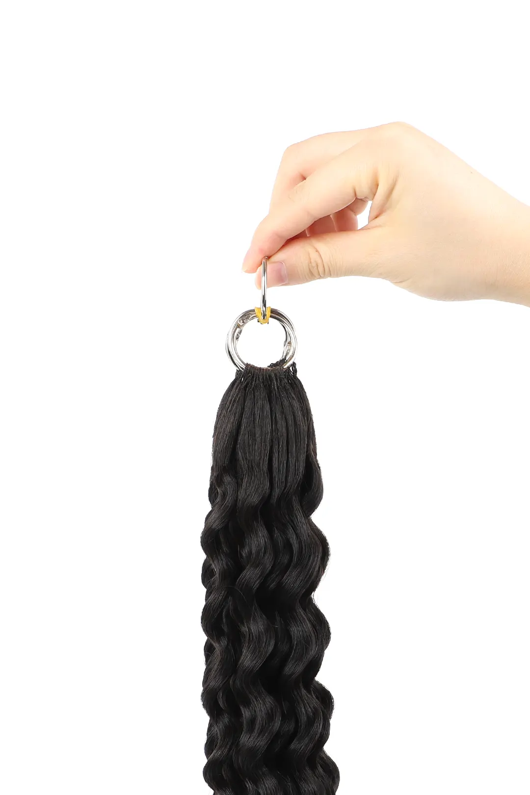 Handmade Feather Line Hair Extensions Burmese Curly Single-Strand with Loop - Image 3