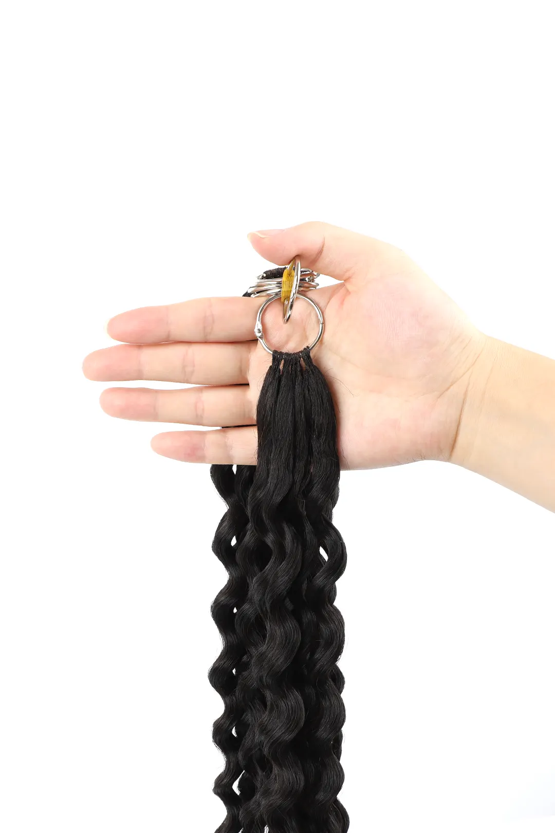 Handmade Feather Line Hair Extensions Burmese Curly Single-Strand with Loop - Image 5