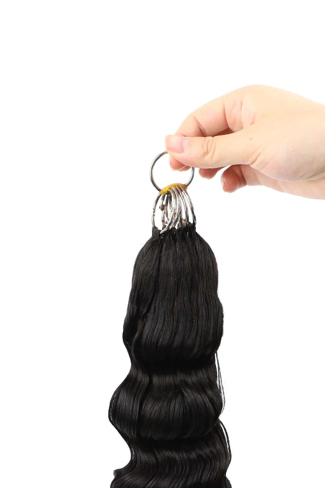 Handmade Feather Line Hair Extensions Deep Wave Single-Strand with Loop - Image 3