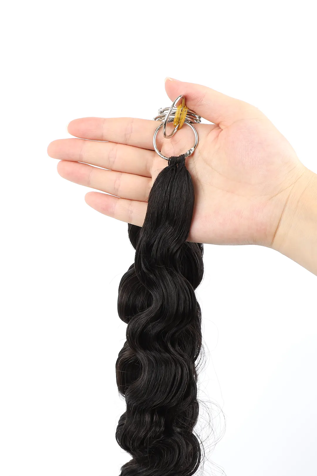 Handmade Feather Line Hair Extensions Deep Wave Single-Strand with Loop - Image 6