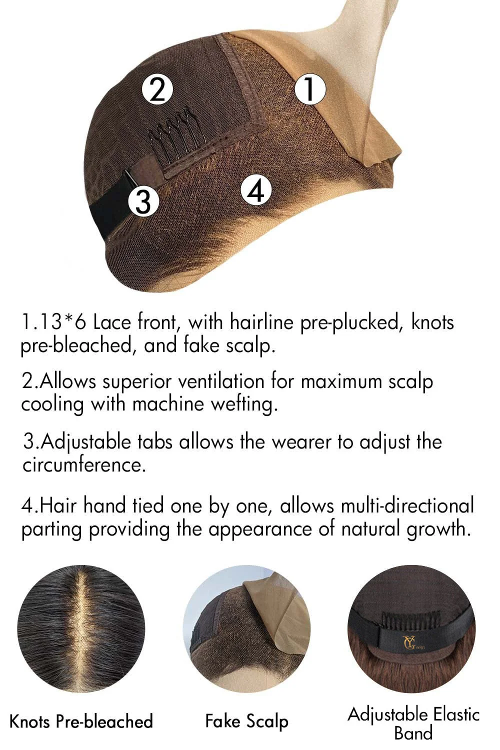 13x6 Glueless Hd Lace Dark Brown Wig Blonde Highlights-HD57 - Image 5