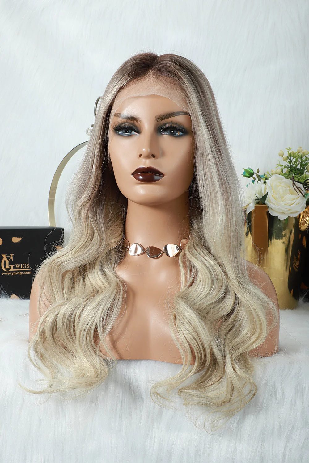 13x6 Glueless Hd Lace Flaxen Blonde Ombre Wig Body Wave-HD64 - Image 4
