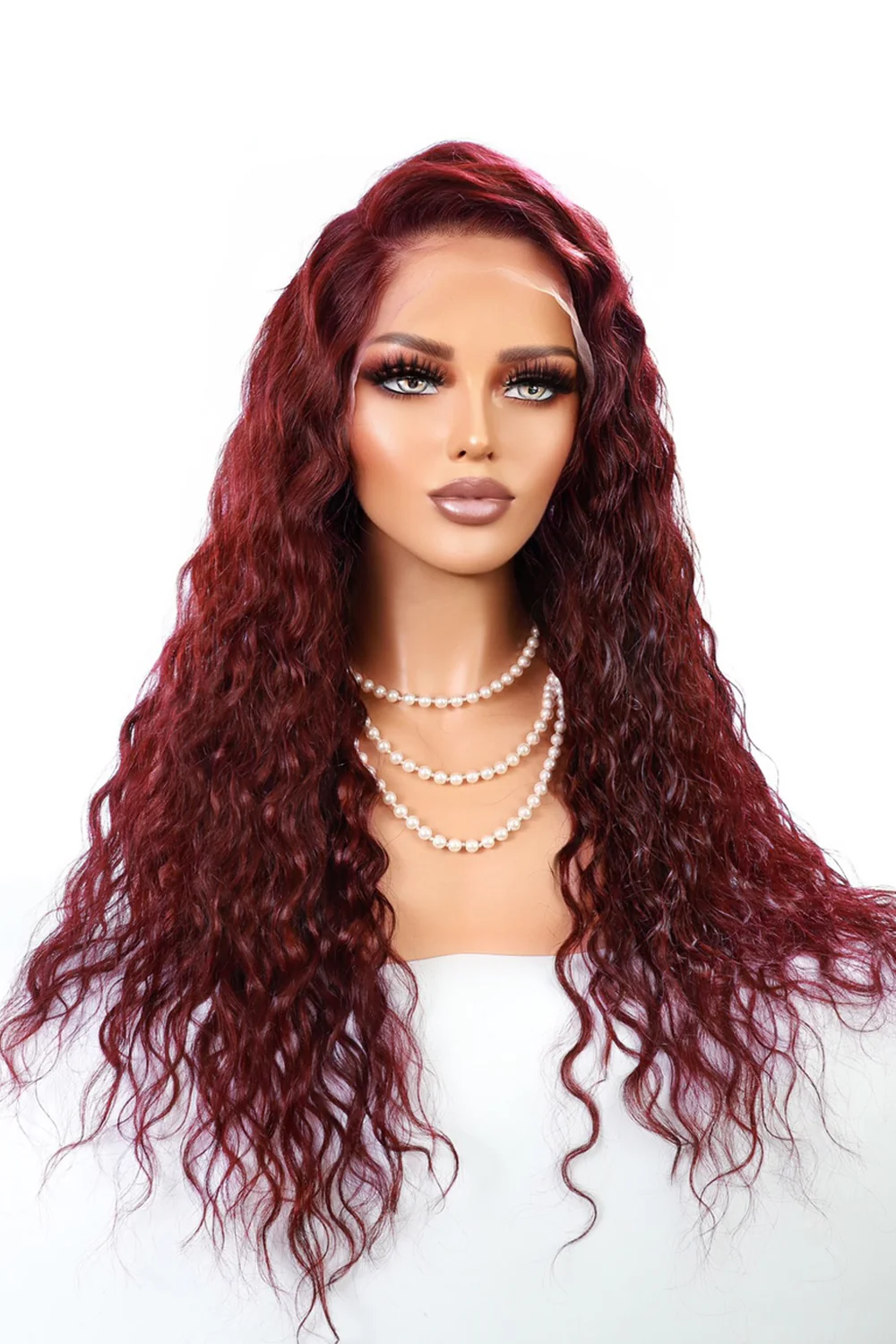 13x6 Glueless Hd Transparent Lace Front Wig 99J Water Wave-HD68 - Image 4