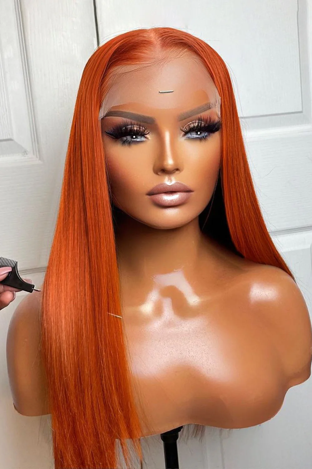13x6 Glueless Hd Lace Wig Ginger Orange Straight-HD49 - Image 4
