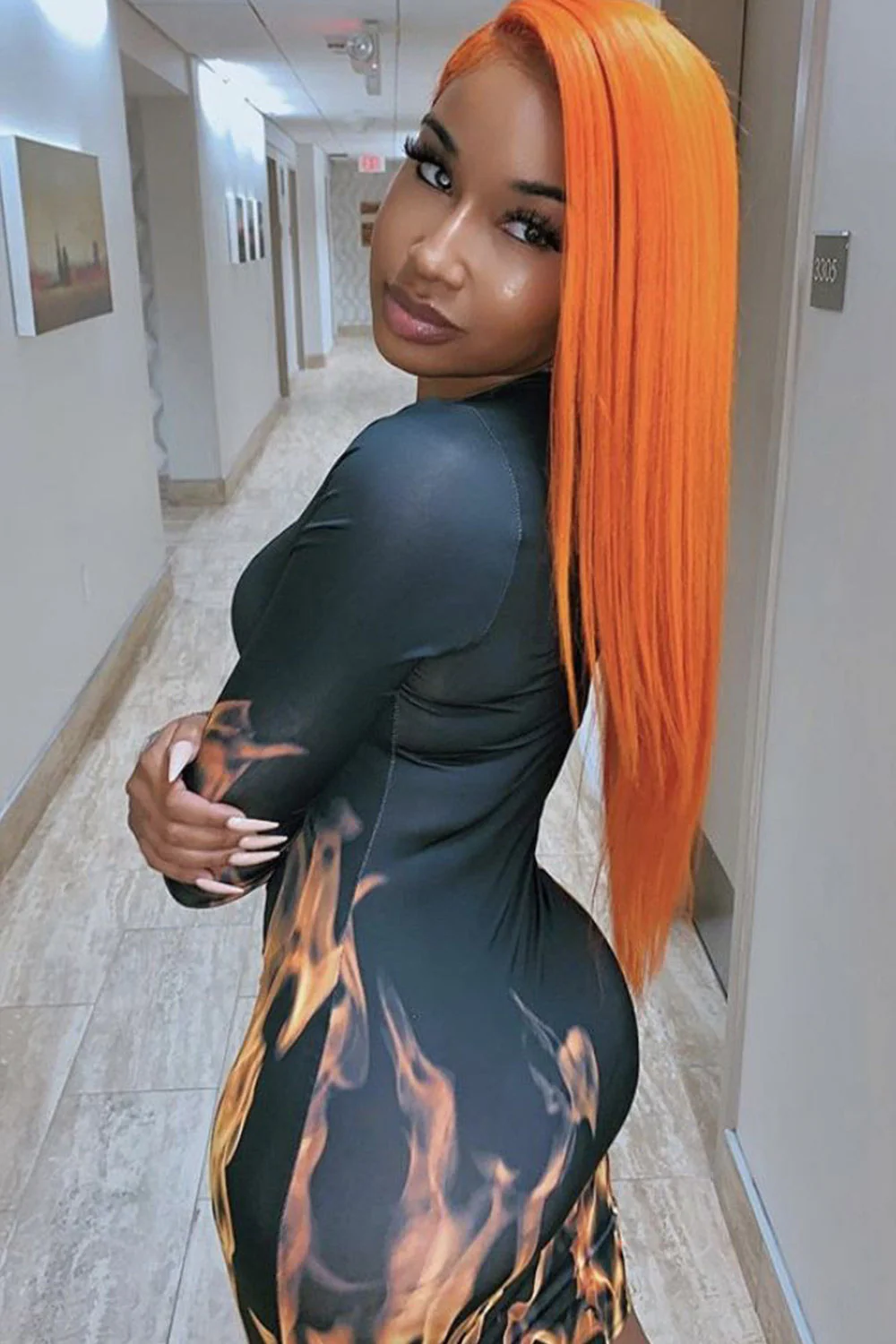 13x6 Glueless Hd Lace Wig Ginger Orange Straight-HD49 - Image 6