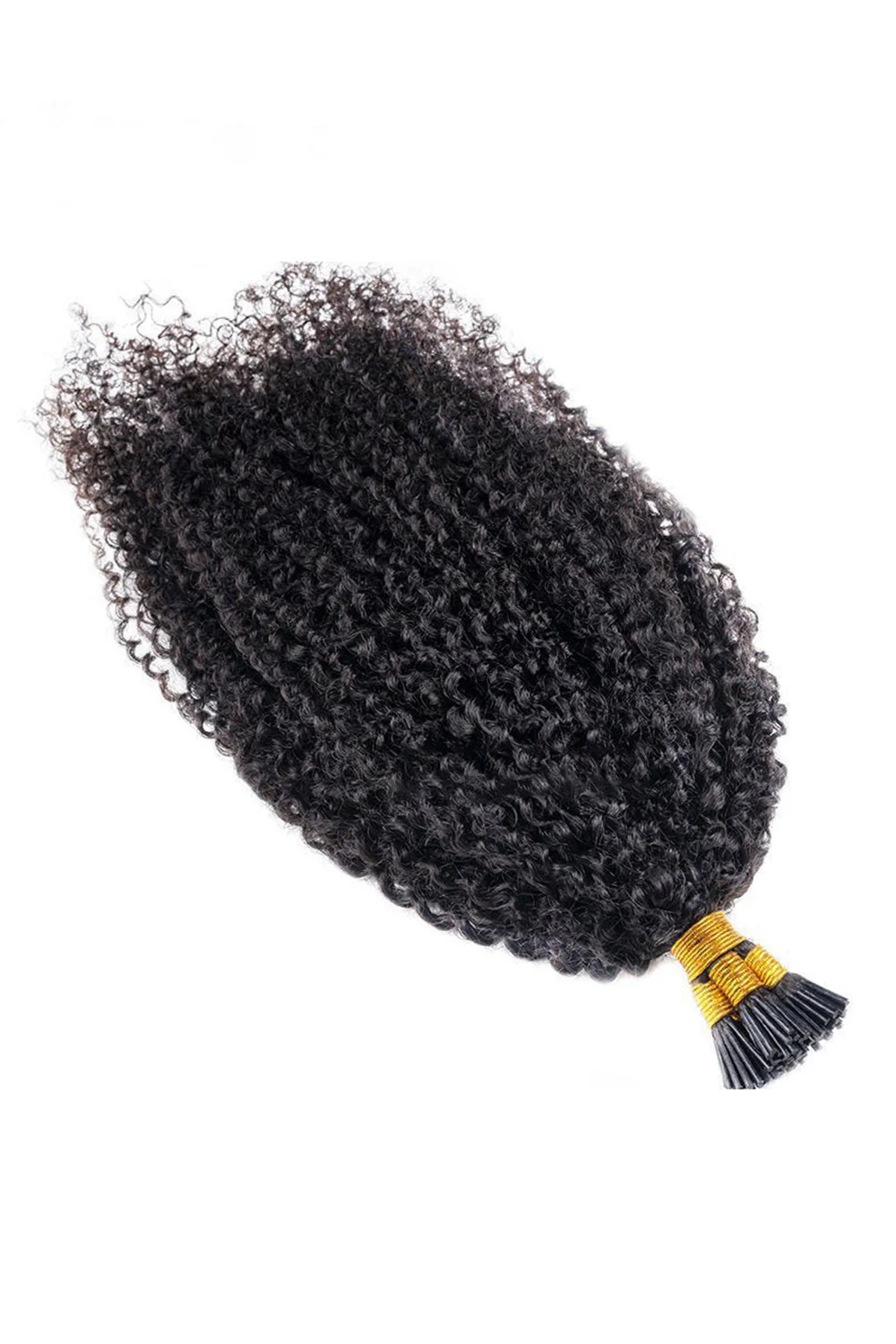 I Tip Black Hair Kinky Curly Remy Human Hair Extensions - Image 6