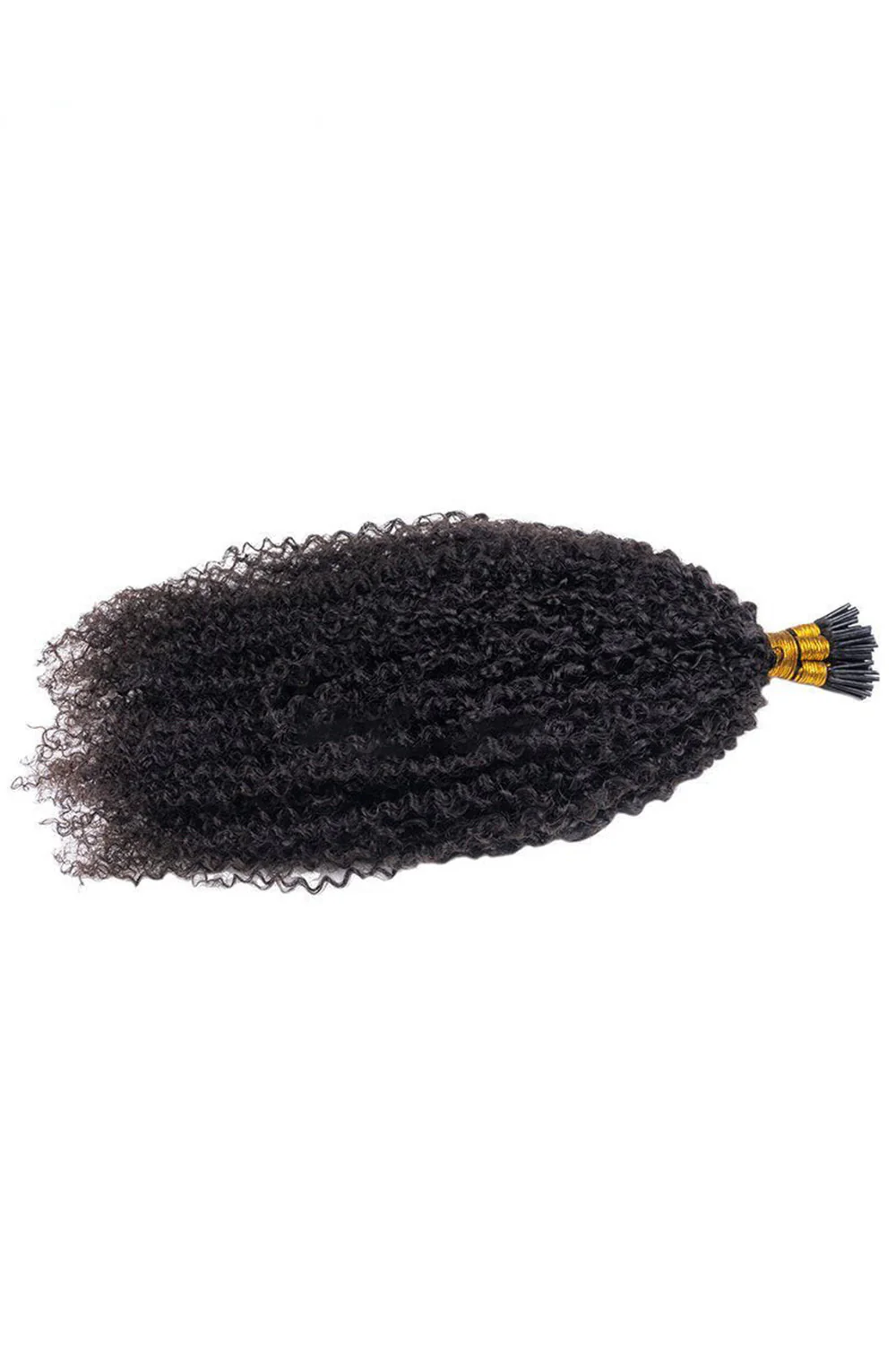 I Tip Black Hair Kinky Curly Remy Human Hair Extensions - Image 7