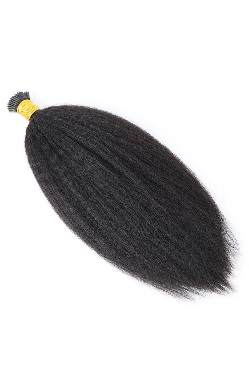 I Tip Black Hair Kinky Straight Remy Human Hair Extensions - Image 4
