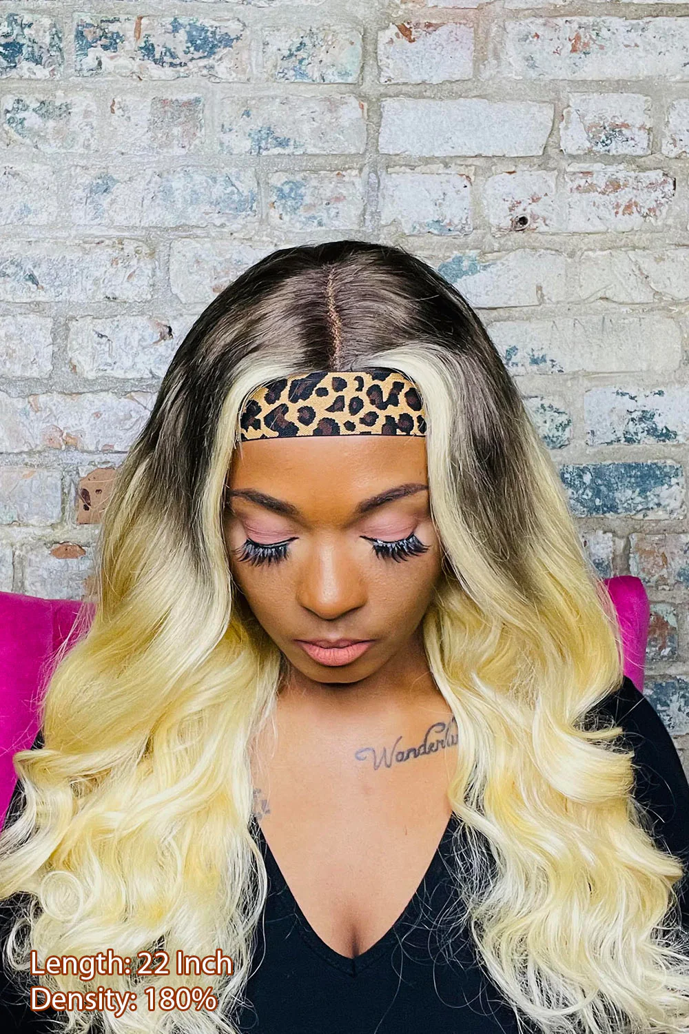 Lace Headband Wig 613 Dark Roots Body Wave-LH15 - Image 8