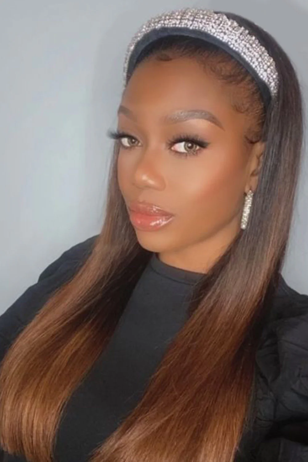 Lace Headband Wig Brown Straight-LH10 - Image 3