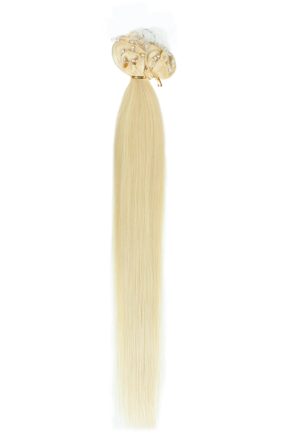 Micro Loop Weft Hair Extensions 613 Blonde Straight Virgin Hair - Image 2
