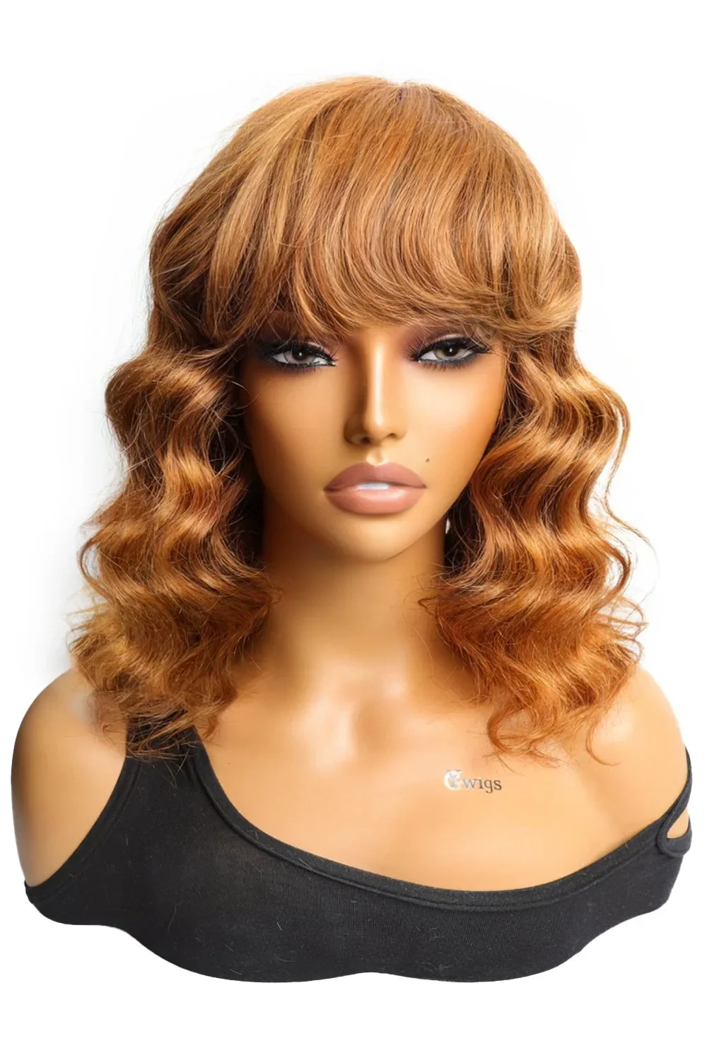 No Glue Lace Top Wigs Big Ocean Wave 12 inch Bob Human Hair with Bangs - Image 4