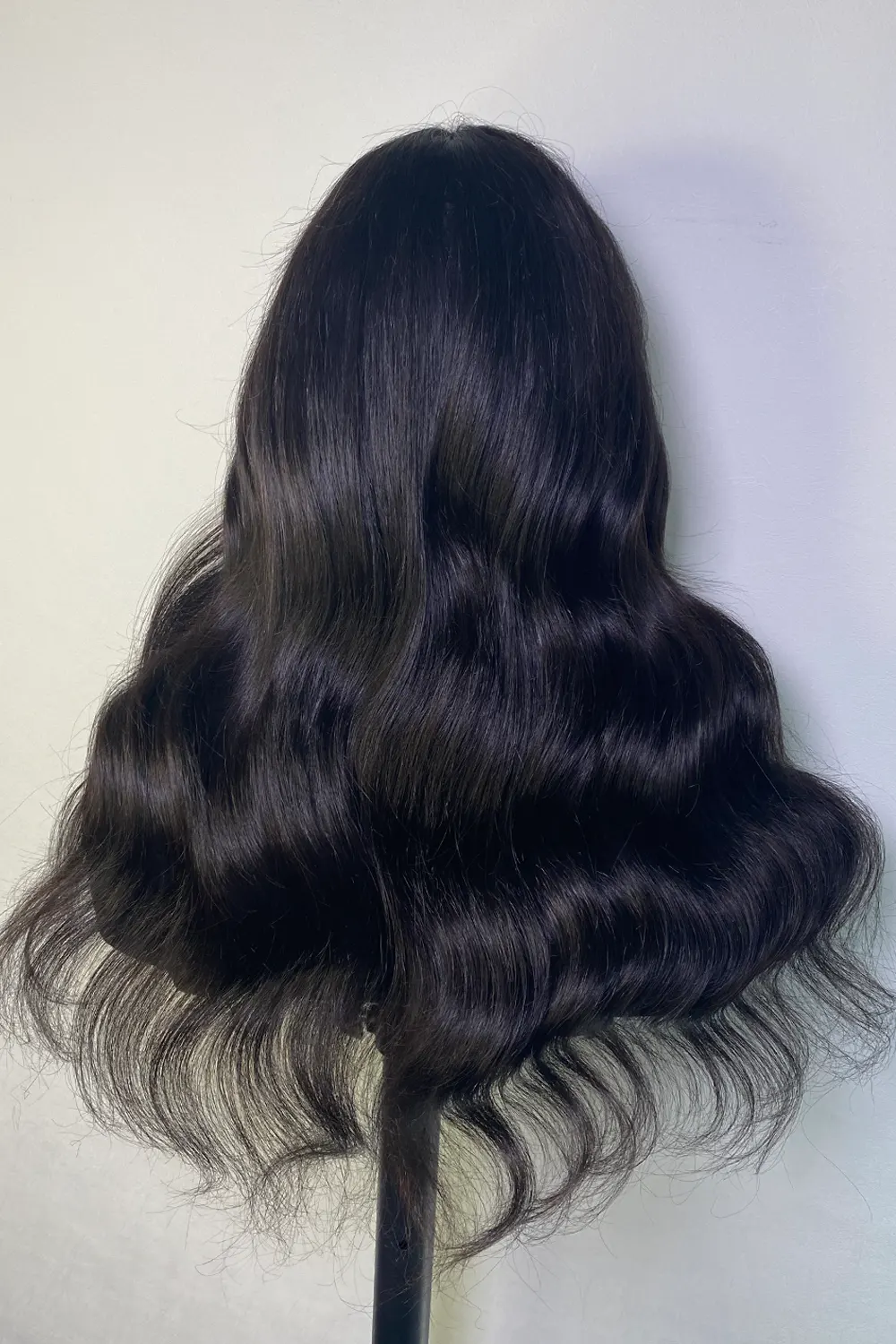 No Glue Wigs With Lace Front Top and Bangs Long Black Body Wave - Image 4