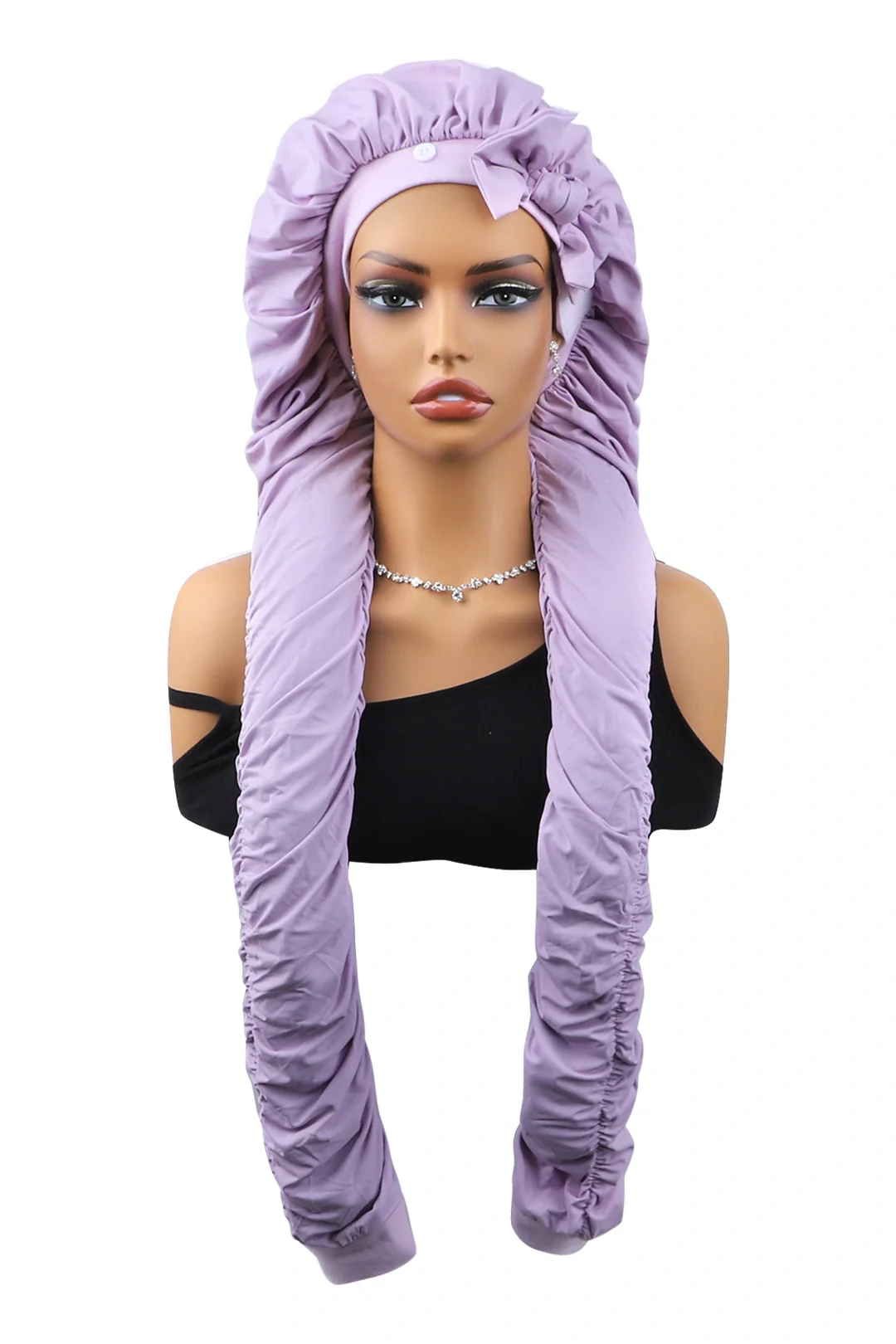 Pantyhose Sleeping Bonnet for Long Braids & Hair Elastic Satin - Image 6