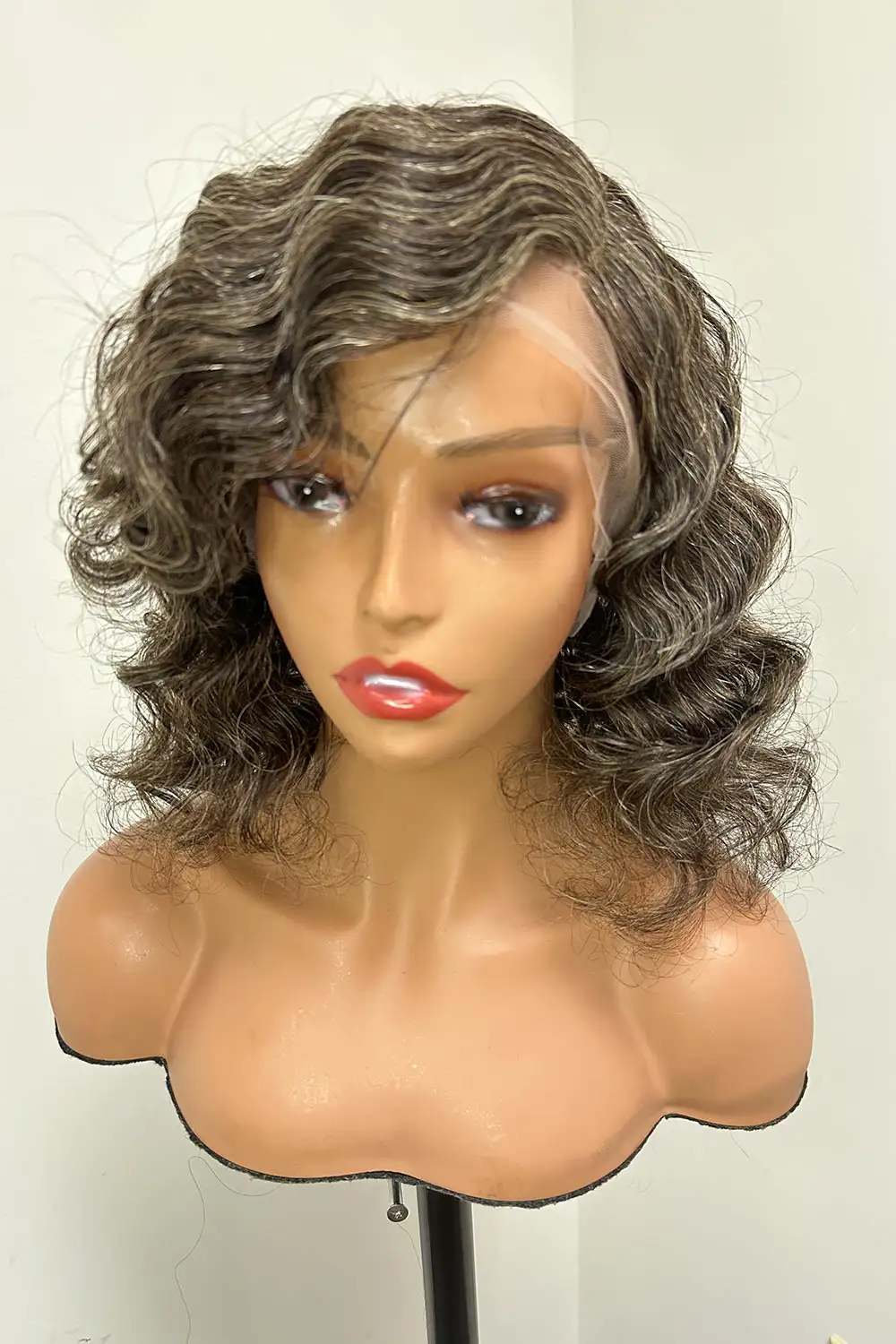 Salt and Pepper HD Lace Wig Short Bob Glueless Human Hair - Image 4
