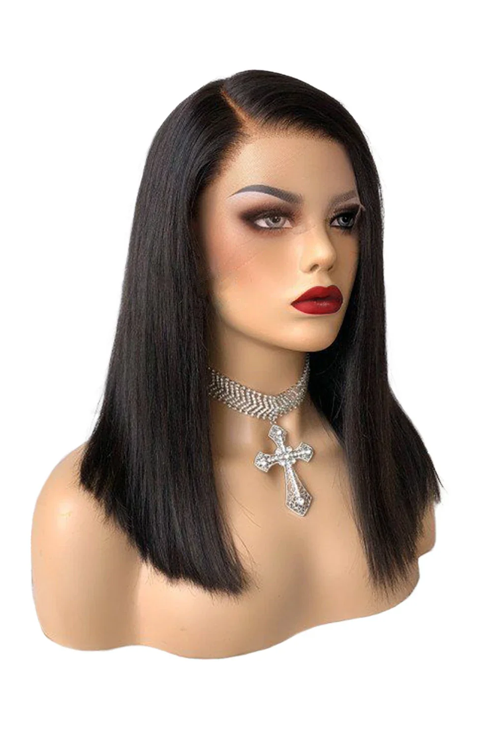 Shoulder Length Long Bob Wig 13x6 Hd Lace Black Straight Virgin Hair - Image 4