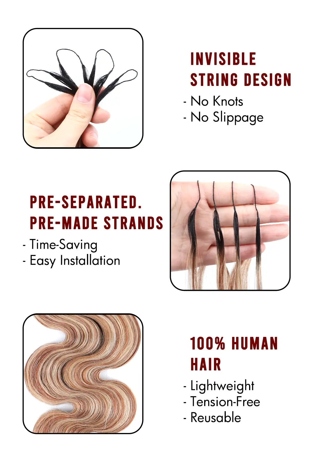 T-Natural Black Root Mixed 27/30/613 Body Wave Feather Crochet Human Hair - Image 6