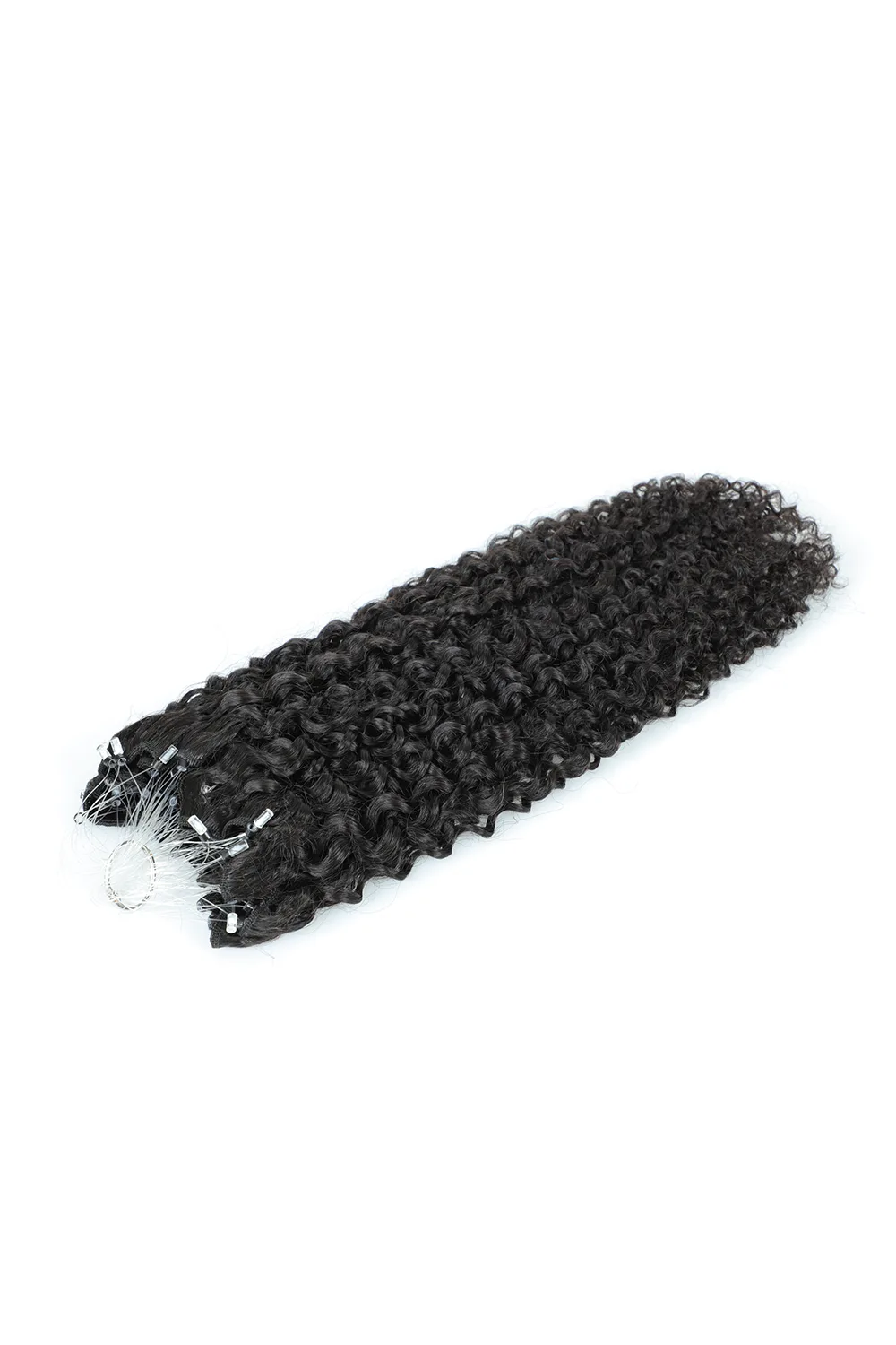 Weft Extensions with Beads Curly Brazilian Virgin Hair - Image 2