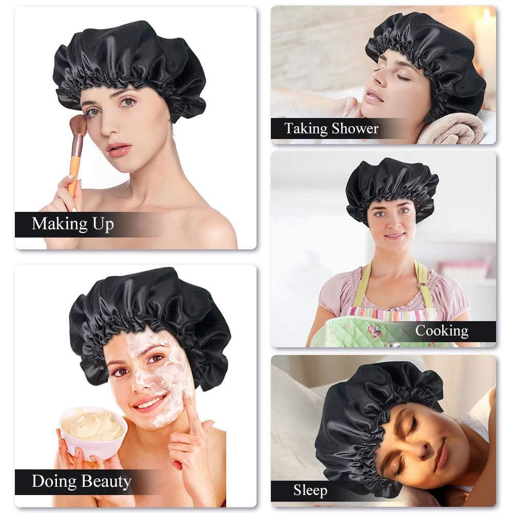 Double Layer Women's Satin Night Sleep Bonnet With High-Grade Elastic Band SB01 - Image 2