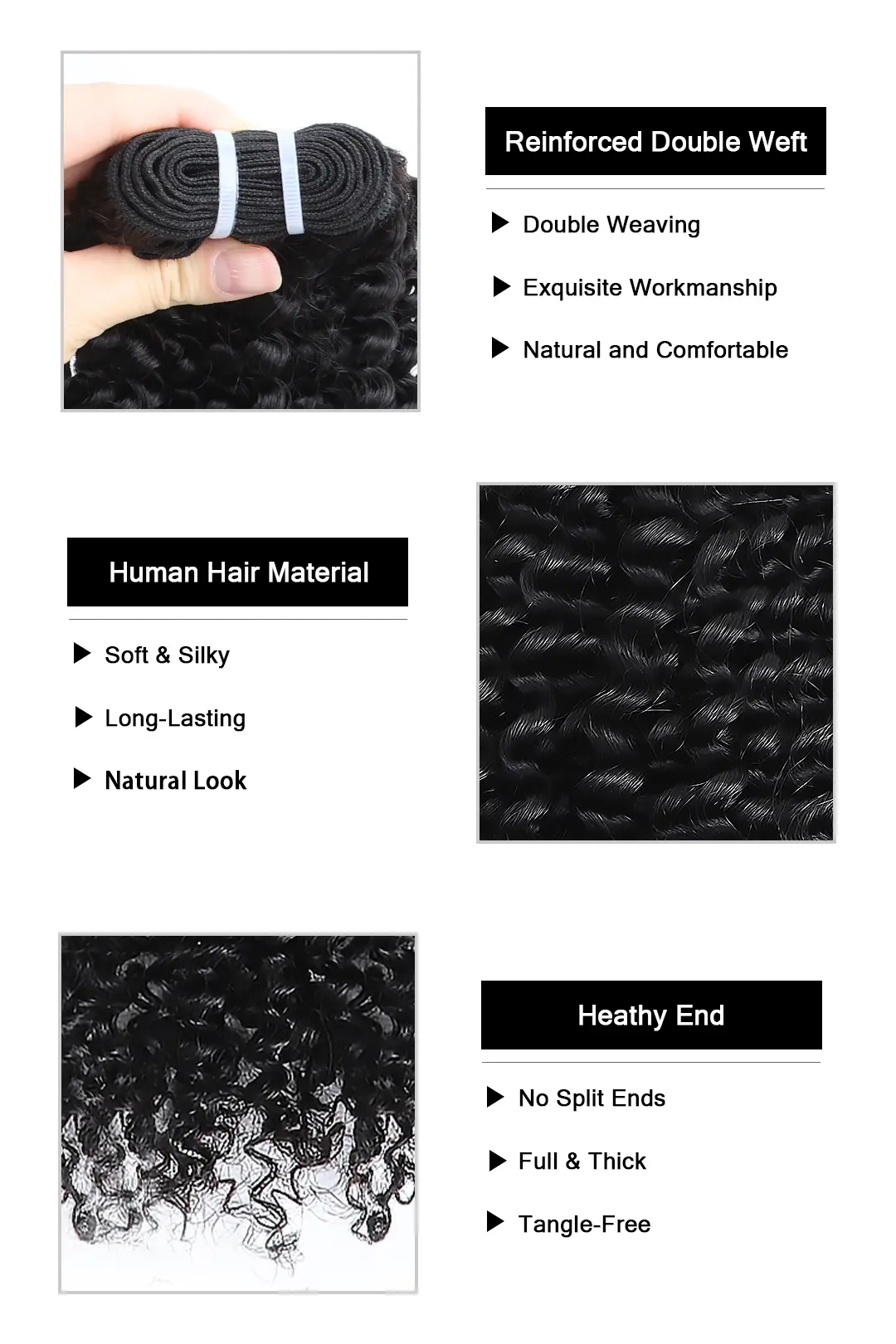 Cambodia Virgin Hair Bundles Sew in Extensions Kinky Curly - Image 7