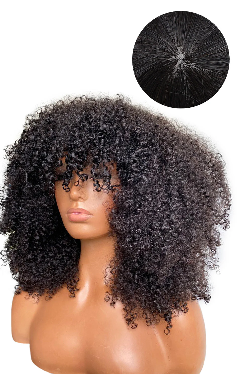 Kinky Curly Non Lace Scalp Top Human Hair Wigs MM05 - Image 5